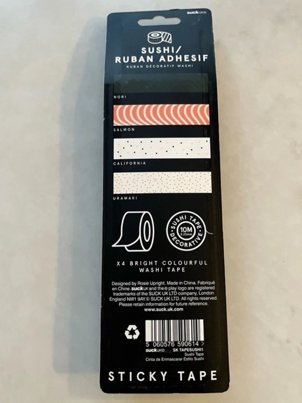 Sushi Paper Washi Tape, set includes 4 rolls